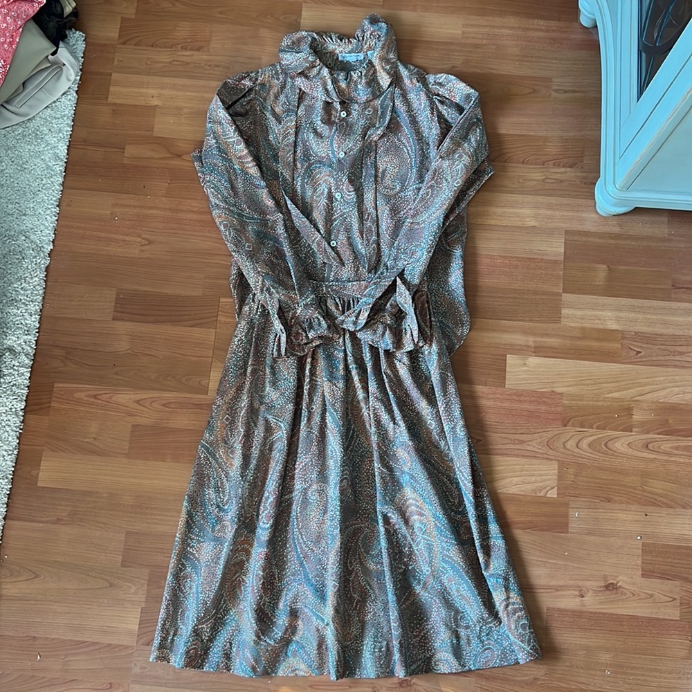 Vintage Evan Picone Silk Skirt and Blouse Set